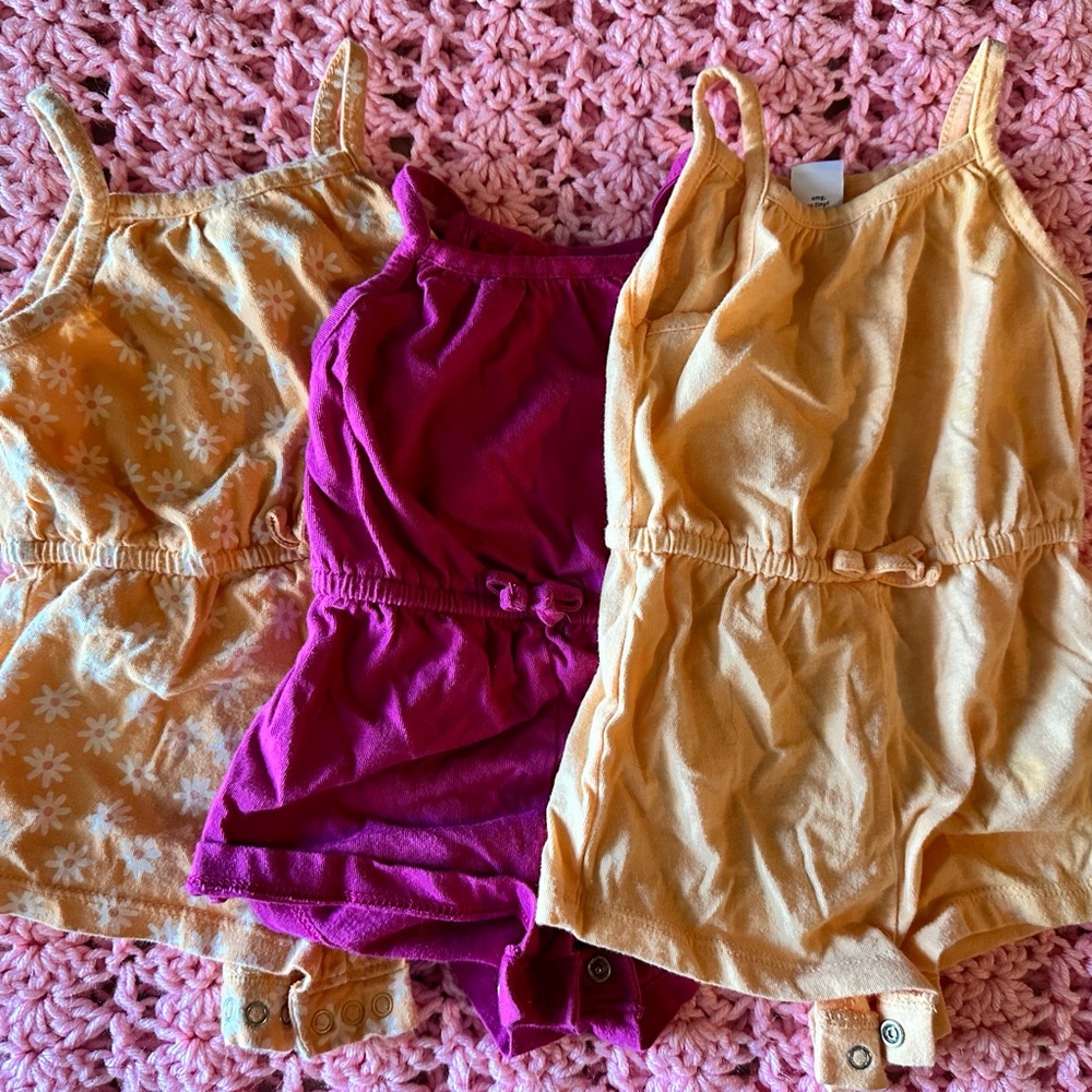 Baby Girl Romper Set - Floral and Solid Colors